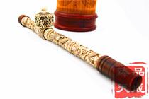 Carved vintage old-fashioned big cigarette gun cigarette rod dry cigarette bag white carved dragon pattern film and television props collection