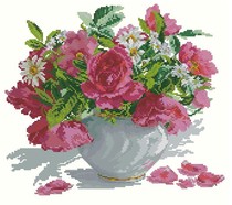 7309 Flower water red flower cross stitch electronic drawing redraw source file XSD
