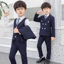 Childrens suit suit suit Boy small host dress summer 2021 new middle and big boy handsome British three-piece set