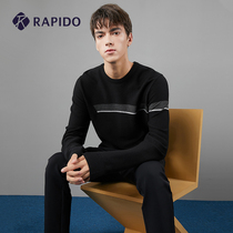 RAPIDO break winter mens R series striped knitted breathable simple round neck base sweater