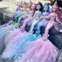 Music dress up wedding mermaid childrens toys flashing light doll can be removed from light Barbie birthday gift