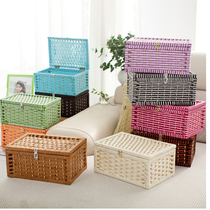 Rattan environmental protection box with lock box Student storage box set Three storage boxes Magazine box Dormitory box Snack box Special offer
