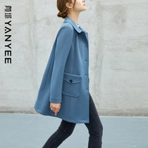 Face-of-the-face temperament with a long style sweater woman 2022 New Spring Dress Lady Brief single row Withholding Temperament Commuter Coat