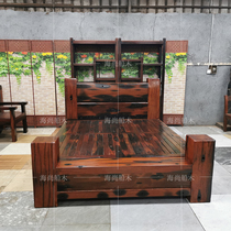 Classical old wooden bed simple high end 1 8m double bed hotel bedroom custom ancient mahogany bed