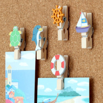 Wooden photo clip Mediterranean style Mini small wooden clip photo wall decoration photo clip pushpin studs