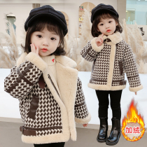 Korean girls imitation rabbit fur coat thickened velvet fur one winter female treasure thousand bird lamb jacket woolen coat