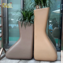 Shopping mall fashion glass fiber reinforced plastic floor flower pot outdoor garden landscape vase beautiful Chen combination flower cylinder ornaments