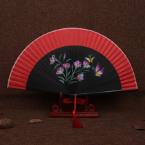 Chinese style Japanese exquisite Lady spray-painted folding fan craft silk fan summer silk fan dance performance folding fan