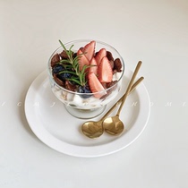 FCMJ Nordic golden dessert spoon stainless steel frosted handle ins with the same style ice cream spoon pudding spoon