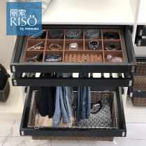 Wardrobe basket pants pumping multi-function damping telescopic pants rack storage basket cabinet interior jewelry box classification grid rack