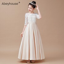 Girls Champagne Princess Dress High-end Long Piano Performance Childrens Orchestra Chorus Dress Violin Performance