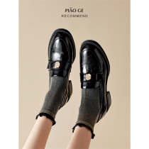The new leather shoes in 2023 new real Pirofu shoes tea flower spring and autumn leather shoes