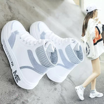 Sports shoes 2021 new female white shoes round head thick bottom flat short boots spring and autumn single boots cowhide high shoes