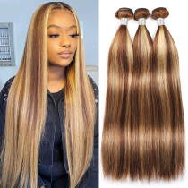 Brazilian Highlight Color P4 27 Straight Human Hair Frontal