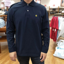 American Brooks Brothers cloth Brothers polo shirt solid color business men lapel long sleeve autumn