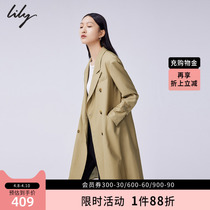 LILY autumn new womens dress classic handsome and elegant retro double-row buttoned with long style coat of wind