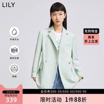 LILY2022 Spring new womens dress green and green temperament pure color comfort Anti-creasing body suit jacket