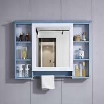Bathroom mirror with shelf Integrated bathroom face mirror cabinet ins wind net red mirror cabinet wall-mounted storage