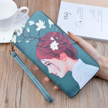 Classic Korean version of the new mobile phone wallet womens long zipper clutch printed fashion student change clip large capacity