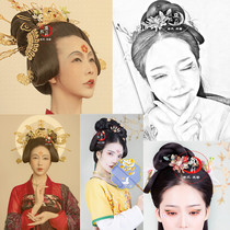 Lanxi costume wig full hair Queen bun Hanfu Ming Song Wei Jin hair bag ancient wind cloud petal bag customization