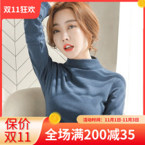 De velvet no trace thermal underwear women self-heating double-sided grinding semi-high collar base shirt women inside spring and autumn thin