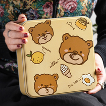 Cute horse mouth biscuit iron box Square round candy box gift packaging storage box empty box large