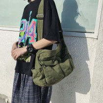 Japanese retro canvas bag mens messenger bag large-capacity shoulder bag literary student schoolbag tooling shoulder bag