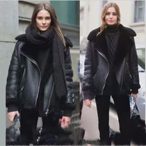 Sheepskin fur one womens belt version locomotive model warm and cold body model womens large size