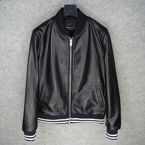 Lose money Spring and Autumn New Zealand imported sheep leather leather mens short baseball jacket jacket