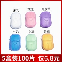 5 boxed soap paper Outdoor disposable sanitary cleaning soap tablets Mini hand washing tablets Travel portable soap