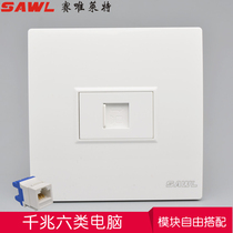 Six types of computer sockets one CAT6 network cable socket network module gigabit network speed 86 type wall Network Panel
