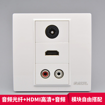 Type 86 in-line HDMI with audio digital fiber panel multimedia welding-free hdmi HD Lotus wall socket