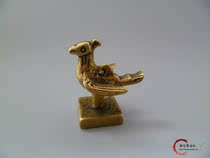 Pure copper bird phoenix antique small seal brass standing Bird Mini Pocket Square small bronze medal bronze micro carving