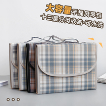 Japanese salt JK fabric organ bag A4 multi-layer data folder student insert test paper bag portable storage bag