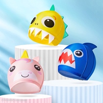 KK tree new childrens swimming cap waterproof boys and girls do not get their head sunscreen cute baby swimming equipment printed hat