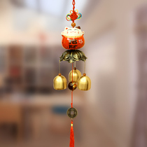 Lucky cat wind bell Shop doorbell pendant Door decoration Copper bell clang pendant Creative gifts Home accessories Lucky treasure