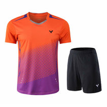 2021 new victory badminton suit suit mens and womens short-sleeved tops quick-drying air-permeable round-neck couples group purchase printing
