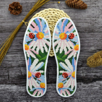 New cross stitch pinhole printing pinhole semi-finished cotton insole men and women embroidered insole without fading 2020