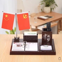 2021 business high-end wooden desk calendar frame desk calendar decoration creative pen holder Wentai send leadership gift