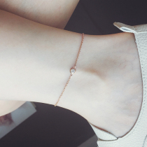 Chow Tai Fook Huamei bathing without picking temperament simple 18K rose gold anklet single diamond female accessories Korean fashion