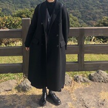 2021 autumn and winter New long knee hairy coat female Korean black loose thin student woolen coat women