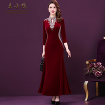 Wang duckling 2021 autumn new female evening dress banquet temperament annual meeting bride toast light luxury big brand diamond dress