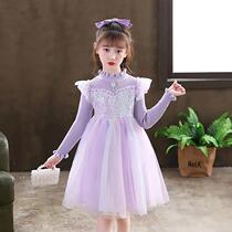 Girls dress 2022 Spring spring dress new Korean version Children girl long sleeve princess plus suede winter dress Skirt Tide