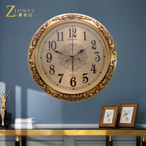 European-style light luxury pure copper wall clock living room home fashion mute clock creative personality atmospheric clock simple wall watch