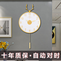 Nordic light luxury clock clock living room home Fashion Net red punch-free Creative table hanging wall personality deer head clock