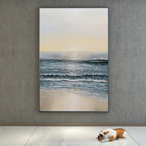 Hand-painted oil painting large sea view living room floor decoration painting entrance porch vertical painting Post modern light luxury corridor