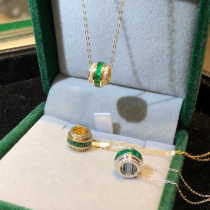 Colombian ancestral mother green pendant Lutheran necklace 925 silver plated 18k gold collarbone chain recycled color treasure neck chain woman