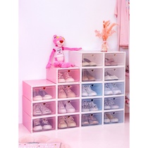 Shoes shoe box storage box Transparent storage artifact Space-saving dormitory Shoe cabinet Plastic folding college student bedroom