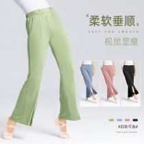 China Modern Dance Dress Copper Ammonia Silk Open Fork Loose Dance Pants Women Rehearsant Body Wear and Dance suit Broadlegged Pants
