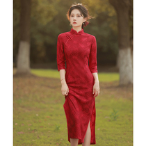 Toast bride gown wedding banquet small red mens wedding dress female engaged high winter